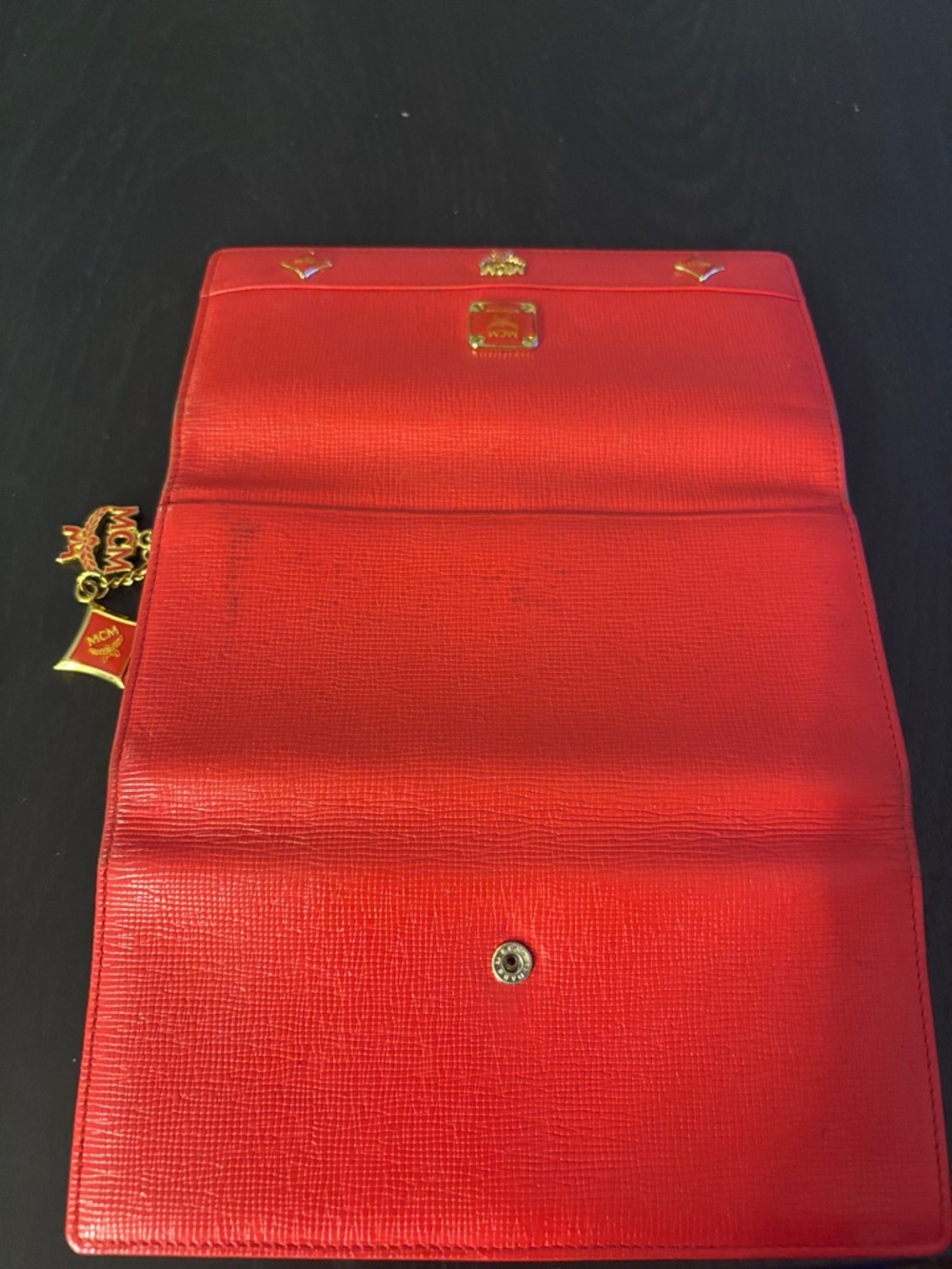MCM Red Continental Wallet with Gold Hardware - Picture 3 of 3